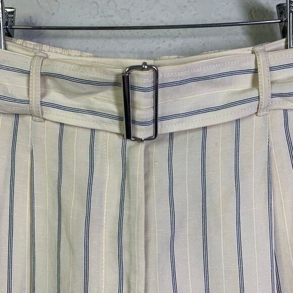 CLUB MONACO PANT STRIPED A-LINED HIGH WAISTED WIDE LEG CULOTTES CROP CREAM PANT - Picture 6 of 16